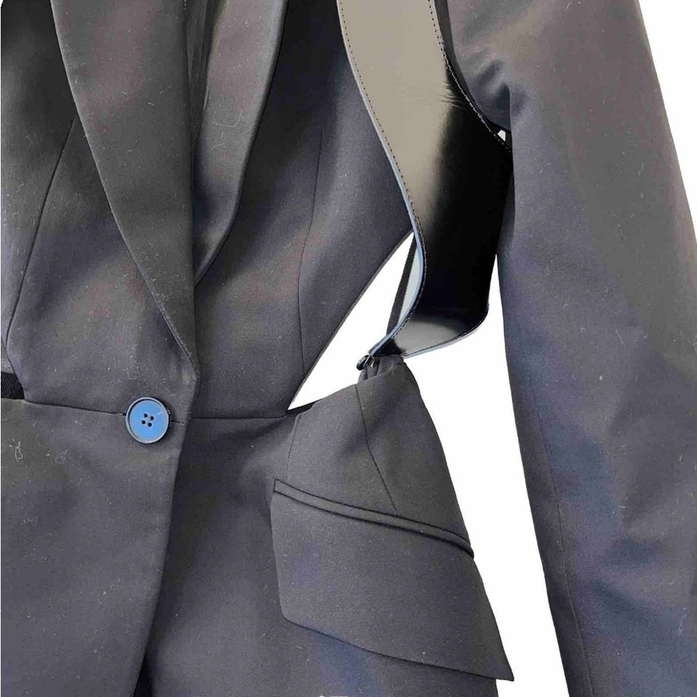 Alexander McQueen Black Blazer Leather Harness Cutout 2 Formal NWOT 🟡 - Picture 6 of 14